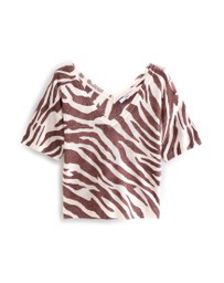 NEXT - V-Neck Gem Button Linen T-Shirt