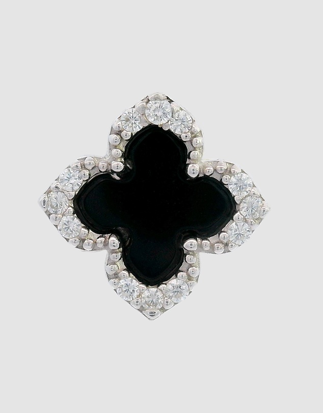 Georgini - GEORGINI MIDNIGHT VELVET BLACK AGATE FAIRWATER STUD EARRINGS SILVER