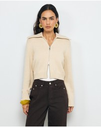 AERE - Lali Organic Cotton Zip Knit Cardigan