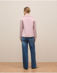 Trenery - Double Faced Wool Peacoat in Pink Rose