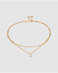 Elli Jewelry - Necklace Layer Crystal Ball 925 Sterling Silver Gold-Plated
