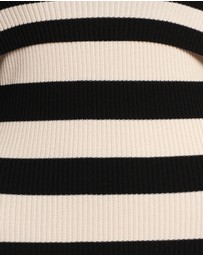 Petal & Pup - Banks Off Shoulder Knit Dress - Black Cream Stripe