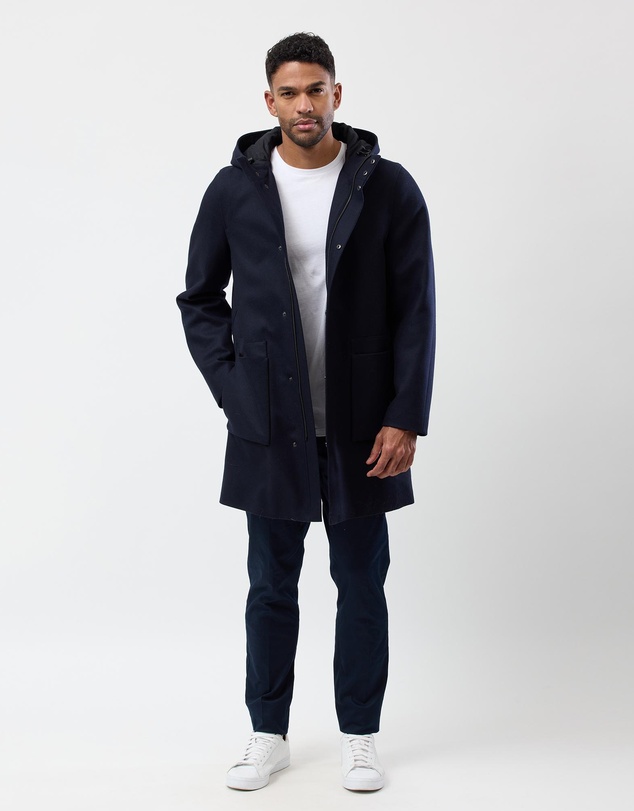 Brooksfield - Hooded Wool Blend Overcoat