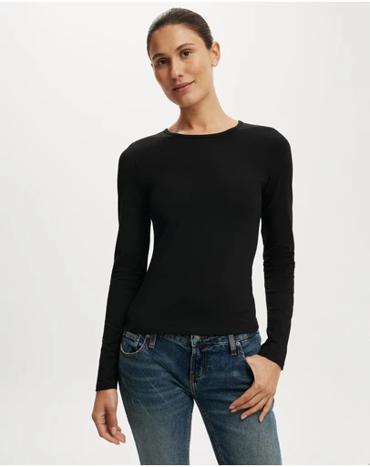 Cotton On - Longline Crew Long Sleeve Top