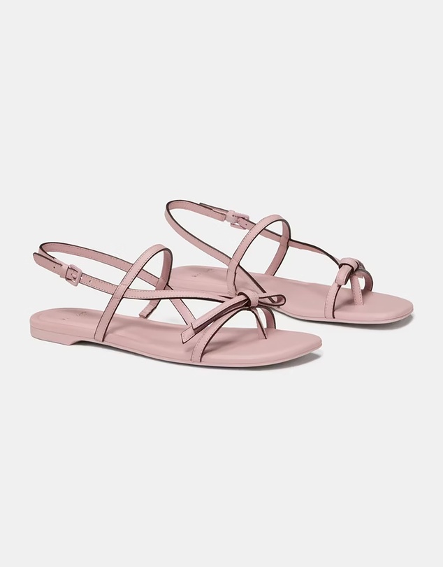 Kate Spade - Loop Crinkled Patent Leather Flat Sandals