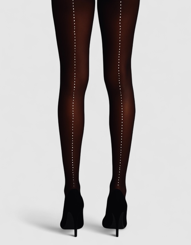 High Heel Jungle - Satellite Crystal Back Seam Opaque Tights