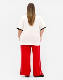 City Chic - Plus size Oversized LA Print Tee - ivory