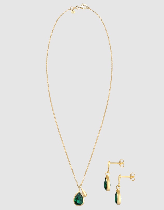 Elli Jewelry - Quartz Jewellery Set in Gold-Plated 925 Silver