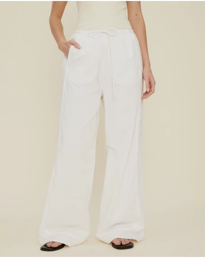 The Fated - Lucie Drawstring Linen Blend Pants