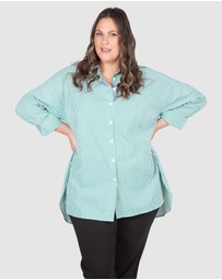 Love Your Wardrobe - Leah Stripe Curved Hem Over Shirt