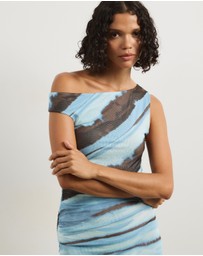 Atmos&Here - Koda Mesh Off Shoulder Midi Dress