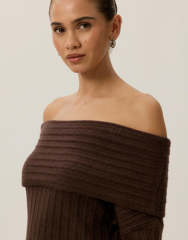 Tussah - Elena Ribbed Off The Shoulder Jumper