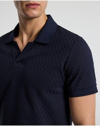 Calibre - Textured Open Neck Polo Navy