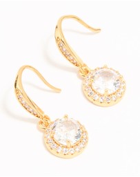 Lovisa - Gold Plated Cubic Zirconia Round Halo Drop Earrings