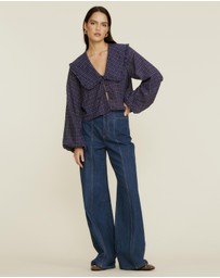 The Fated - Montant Check Tie Blouse