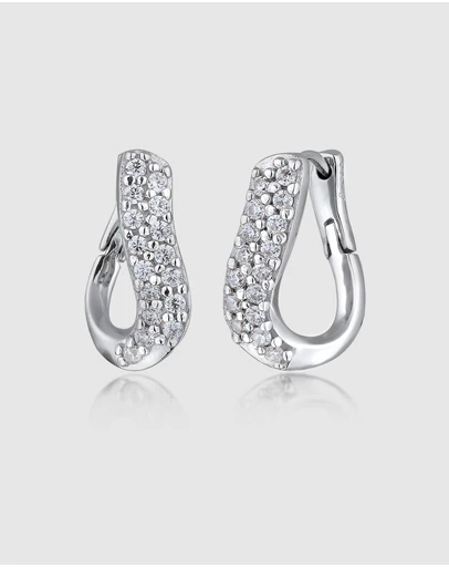 Elli Jewelry - Zirconia Twisted Hoop Earrings in 925 Silver