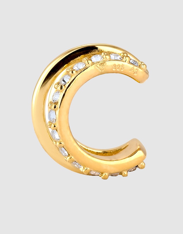 Elli Jewelry - Single Crystal Ear Cuff in Gold-Plated 925 Silver