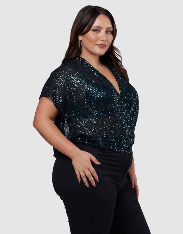 Pink Dusk by Curve Project - Flashy Sequin Top