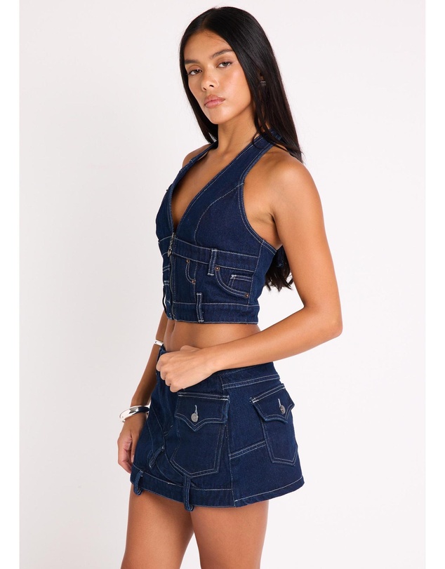 Neon Hart - Jigsaw Denim Halter Top