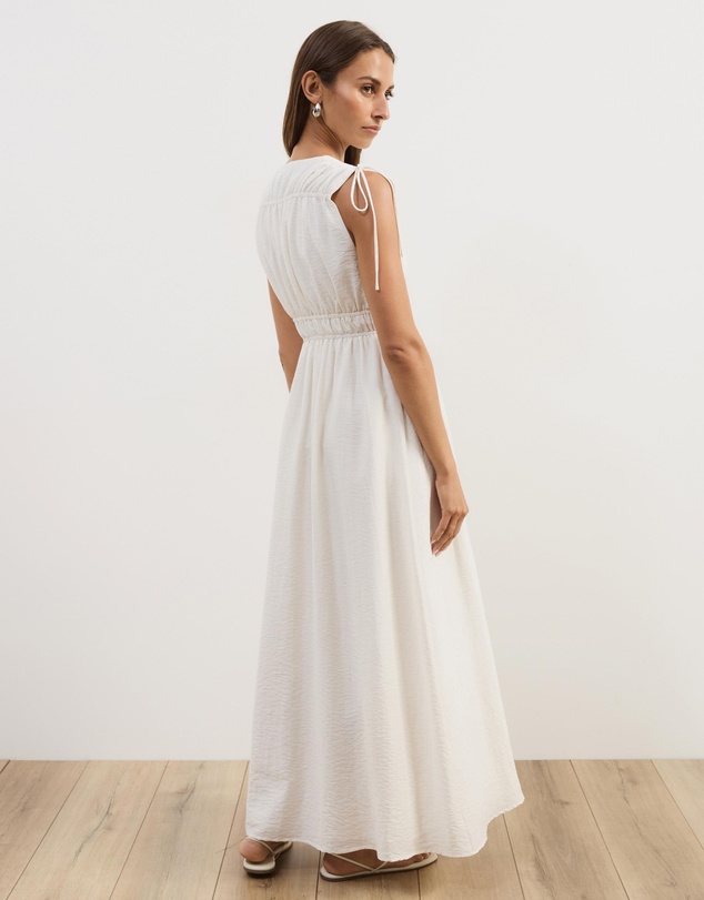 Atmos&Here - Luna Linen Blend Sleeveless Gathered Maxi Dress