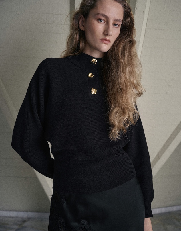 M.N.G - Turtleneck Sweater With Jewel Buttons