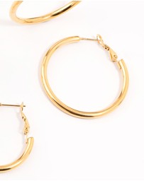 Lovisa - Waterproof Gold Plated Stainless Steel Large Basic Hoop Earrings 3-Pack