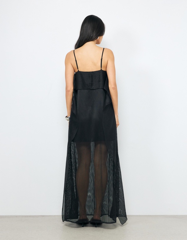 AERE - Maris Textured Drape Back Maxi Dress
