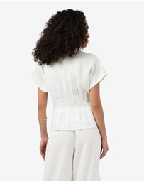 Forcast - Ami Linen Pleated Tuck Shirt