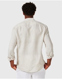 Vacay Swimwear - Brown Stripe Linen Shirt