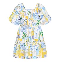 City Chic - Plus Size Fantasy Amalfi Print Puff Sleeve Mini Dress - white