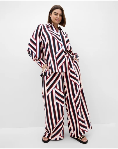 City Chic - Plus size Haylee Timeless Stripe Shirt - bone