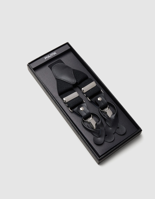 Politix - Leather Crosspatch Y-back Elastic Braces