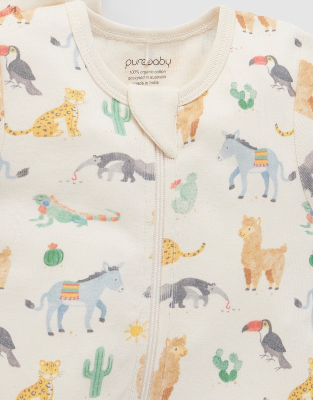 Purebaby - 2 Pack Short Sleeve Printed Growsuit -Babies