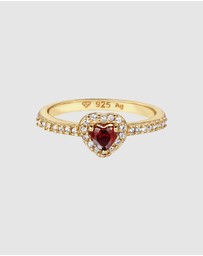 Elli Jewelry - Ring Heart Shape Zirconia 925 Sterling Silver Gold-Plated