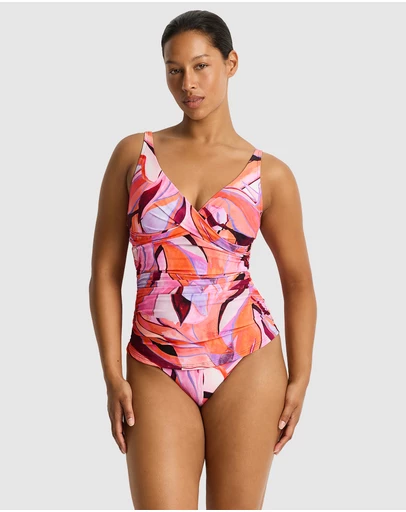 Sea Level Australia - Neon Wave Cross Front Multifit Singlet Top