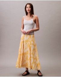 Calvin Klein - Printed Chiffon Midi Skirt