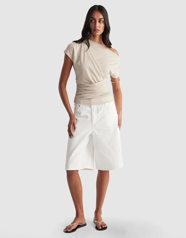 Decjuba - Ruby Gathered Lurex Top