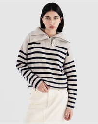 rag & bone - Ilaria Stripe Half Zip Sweater