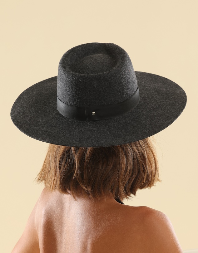 Morgan & Taylor - River Wool Fedora in Charcoal Black