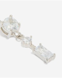 Lovisa - Titanium Diamante Chain Drop Belly Bar