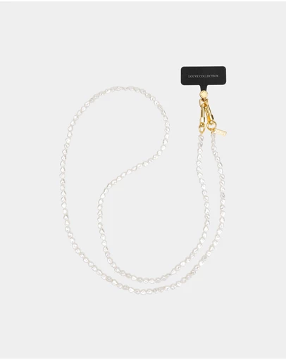 LOUVE COLLECTION - Universal Phone Strap Connector (Black) + Pearl Chain