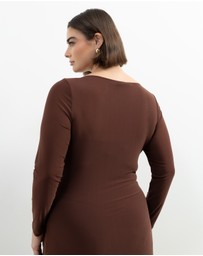 Atmos&Here Curvy - Dani Long Sleeve Mesh Midi Dress