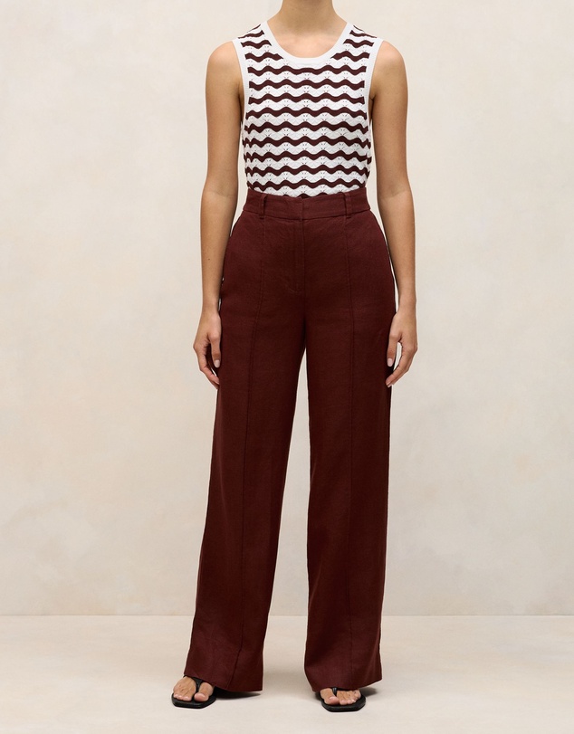 Trenery - Linen Pintucked Pant in Espresso
