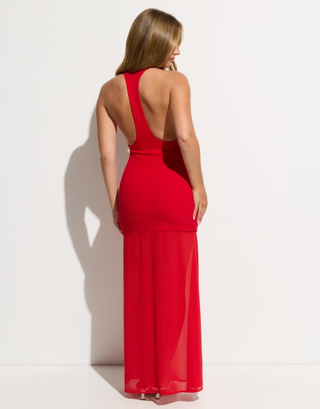 Dazie - Kendra Crepe And Chiffon Racerback Maxi Dress