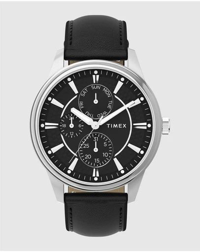TIMEX - Chicago 45mm Leather Strap Watch