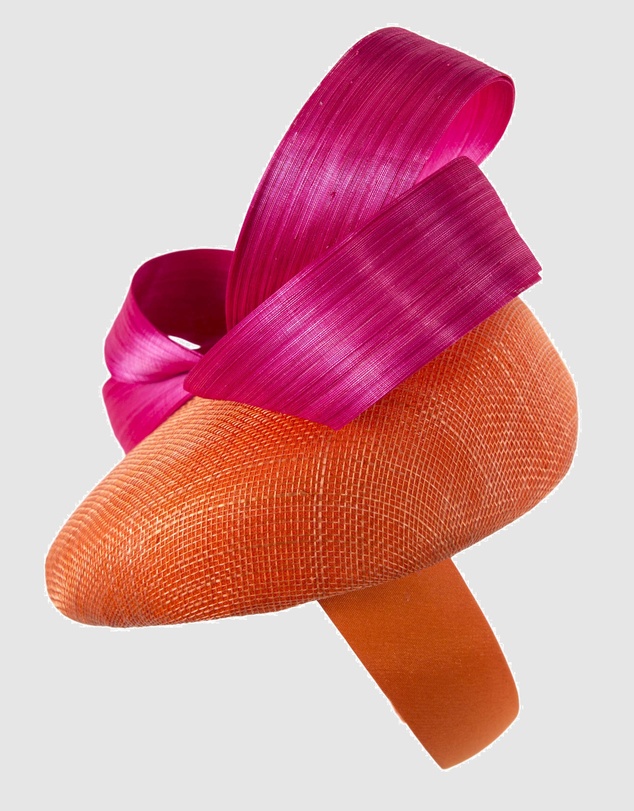 Max Alexander - Orange Fuchsia Pillbox Racing Fascinator