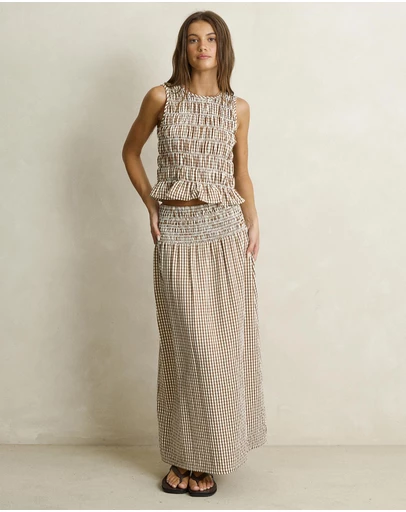 Rhythm - Capri Check Maxi Skirt
