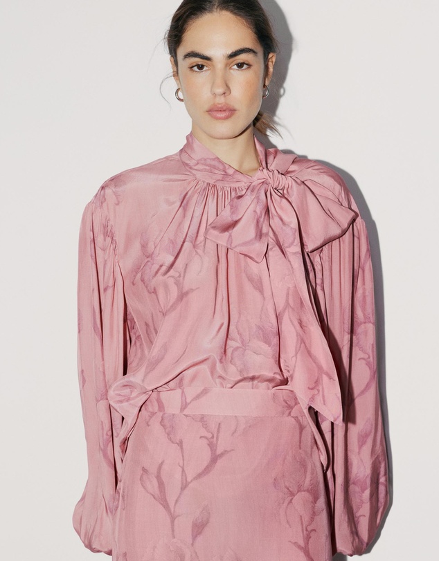 & Other Stories - Floral Bow-Neck Blouse