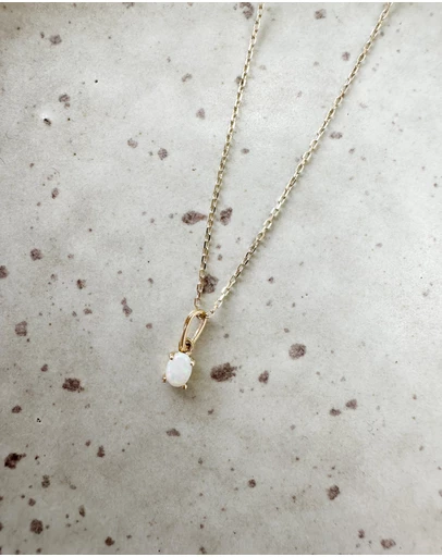 Luna Rae - Solid Gold - Opal Necklace