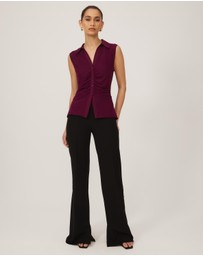 Tussah - Sleeveless Jersey Button Up Top